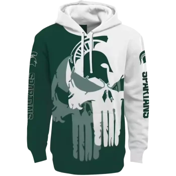 michigan state spartans graphic punisher green white hoodie best selling