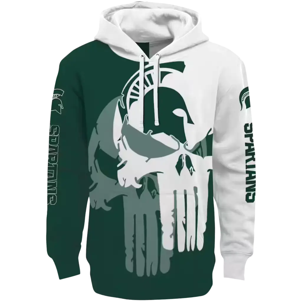 michigan state spartans graphic punisher green white hoodie best selling michigan state spartans graphic punisher green white hoodie best selling