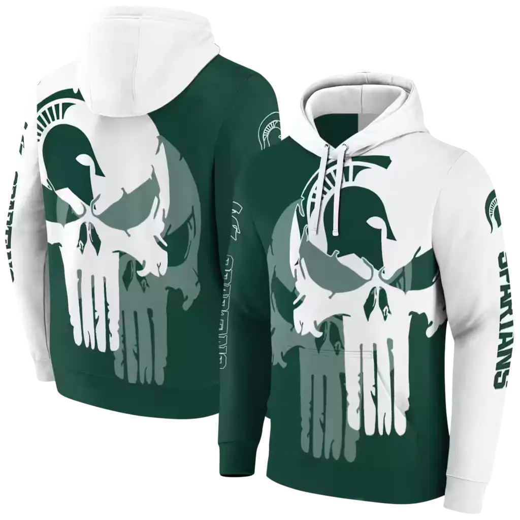michigan state spartans graphic punisher green white hoodie fashion forward michigan state spartans graphic punisher green white hoodie fashion forward