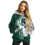 michigan state spartans graphic punisher green white hoodie best selling