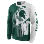 michigan state spartans graphic punisher green white hoodie best selling