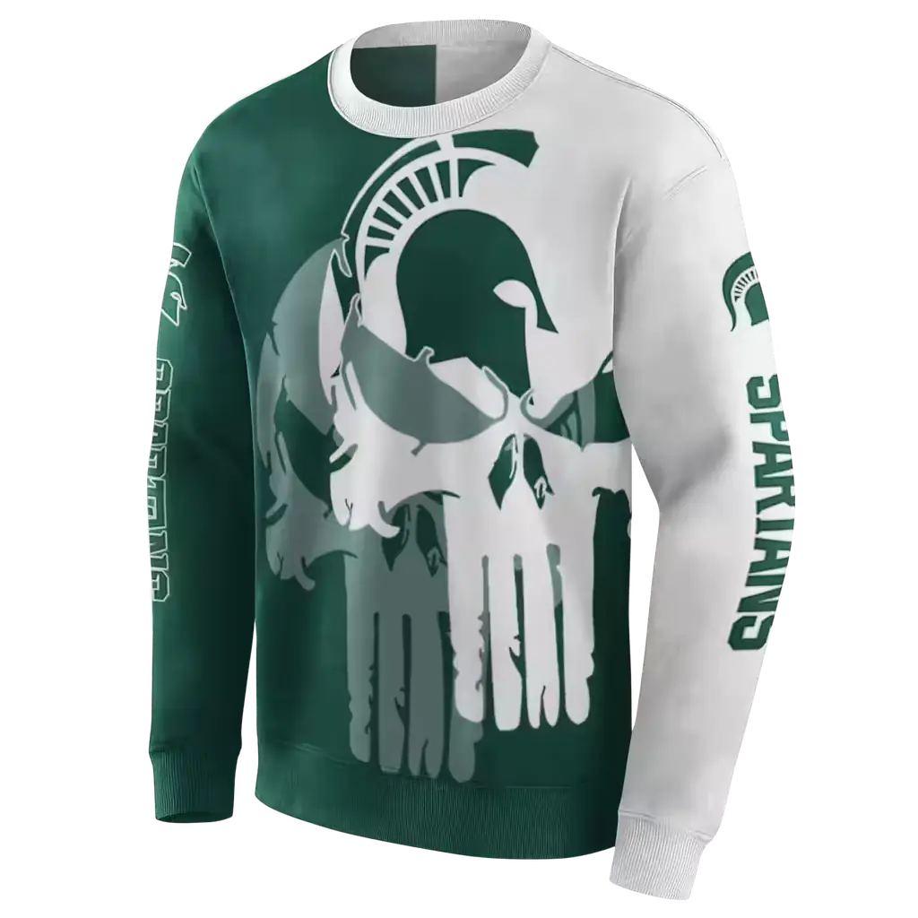 michigan state spartans graphic punisher green white hoodie new arrival michigan state spartans graphic punisher green white hoodie new arrival