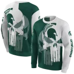 michigan state spartans graphic punisher green white hoodie best selling