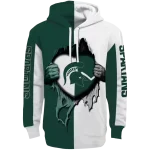 michigan state spartans heartbeat graphic green hoodie best selling