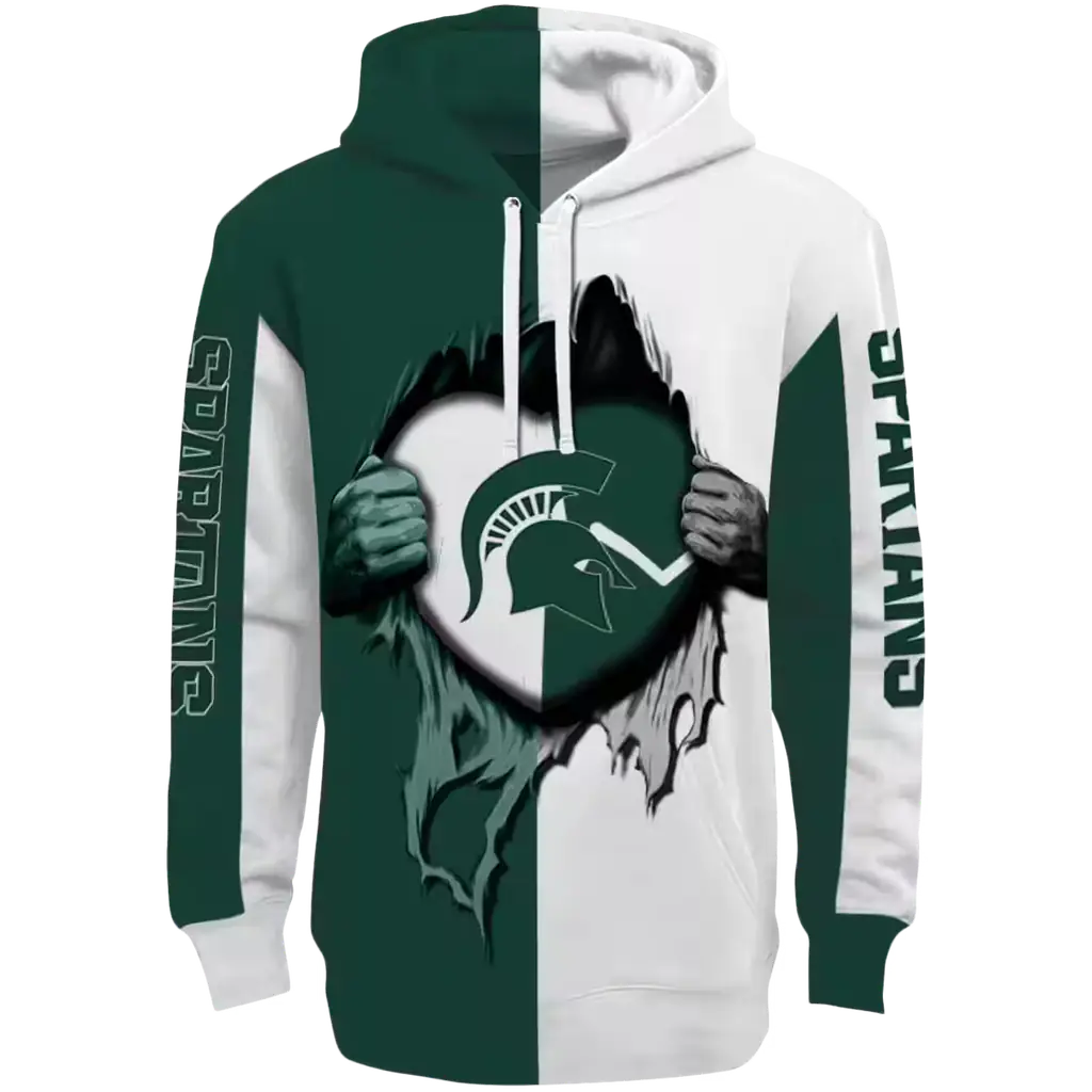 michigan state spartans heartbeat graphic green hoodie best selling michigan state spartans heartbeat graphic green hoodie best selling