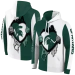 michigan state spartans heartbeat graphic green hoodie best selling