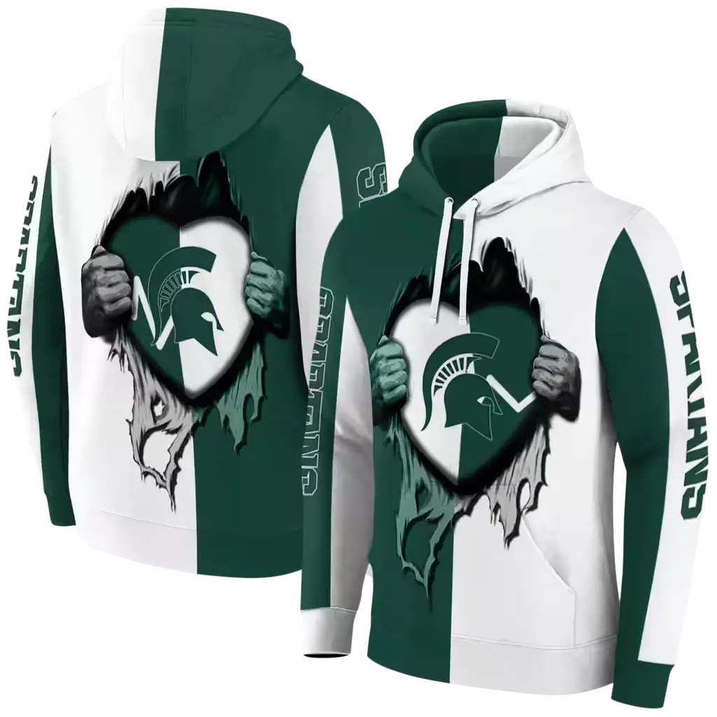 michigan state spartans heartbeat graphic green hoodie fashion forward michigan state spartans heartbeat graphic green hoodie fashion forward