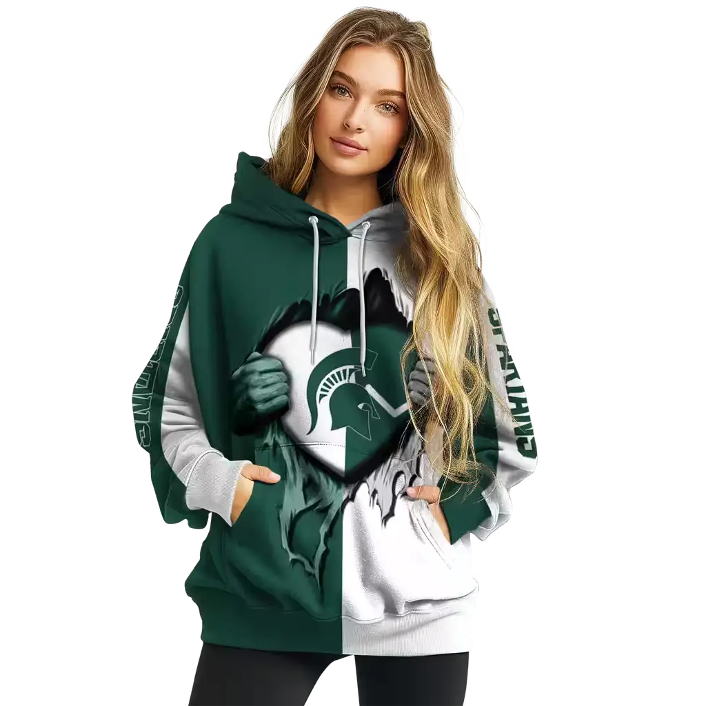 michigan state spartans heartbeat graphic green hoodie high quality michigan state spartans heartbeat graphic green hoodie high quality