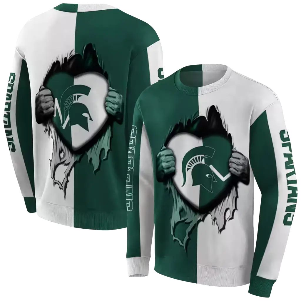 michigan state spartans heartbeat graphic green hoodie premium grade michigan state spartans heartbeat graphic green hoodie premium grade