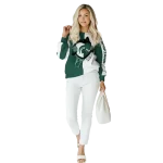 michigan state spartans heartbeat graphic green hoodie best selling