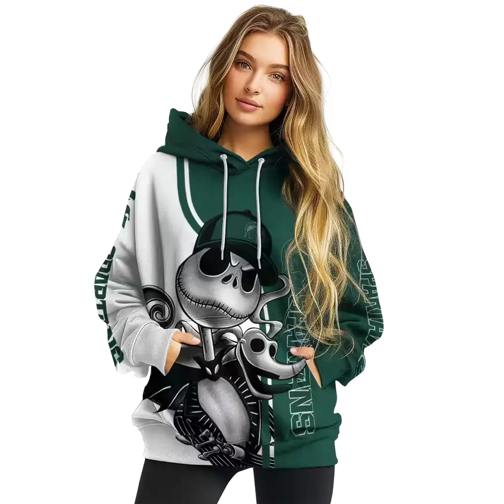 michigan state spartans jack skellington green hoodie high quality michigan state spartans jack skellington green hoodie high quality