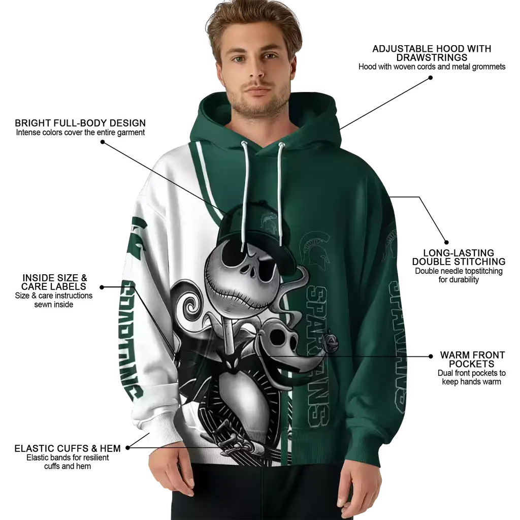 michigan state spartans jack skellington green hoodie latest model michigan state spartans jack skellington green hoodie latest model