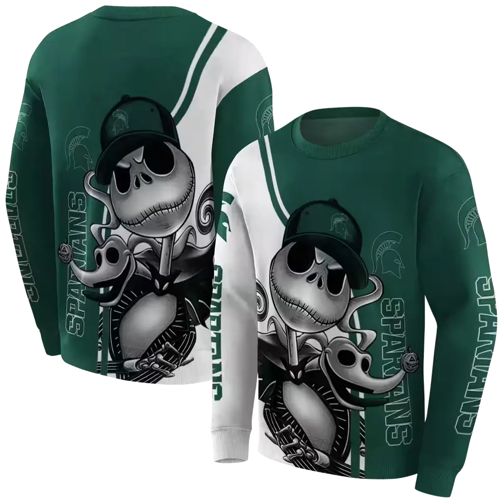 michigan state spartans jack skellington green hoodie premium grade michigan state spartans jack skellington green hoodie premium grade
