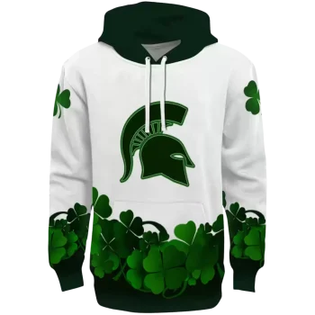 michigan state spartans lucky motif white green hoodie best selling