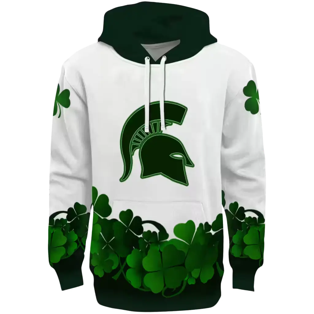 michigan state spartans lucky motif white green hoodie best selling michigan state spartans lucky motif white green hoodie best selling