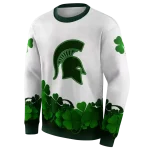 michigan state spartans lucky motif white green hoodie best selling