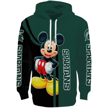 michigan state spartans mickey mouse green black hoodie best selling