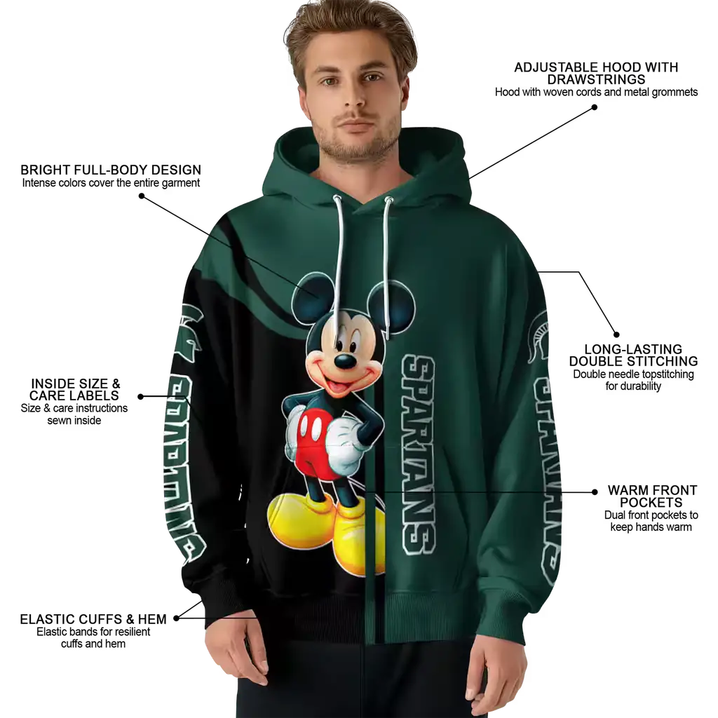 michigan state spartans mickey mouse green black hoodie latest model michigan state spartans mickey mouse green black hoodie latest model
