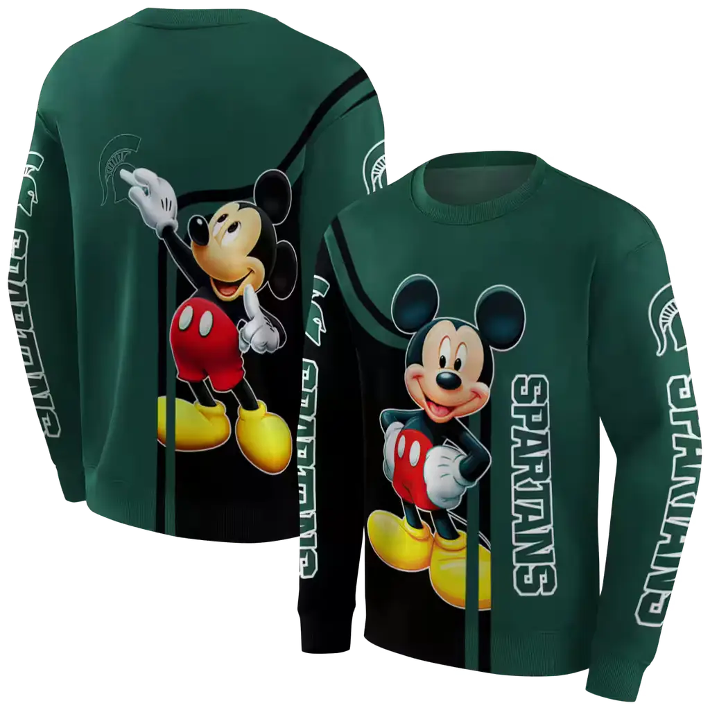 michigan state spartans mickey mouse green black hoodie premium grade michigan state spartans mickey mouse green black hoodie premium grade