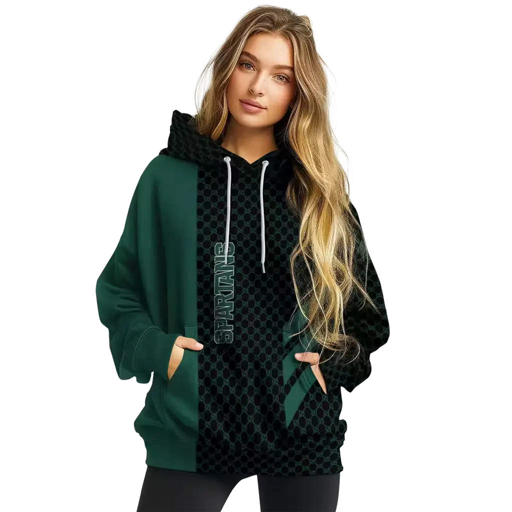michigan state spartans monogram pattern green hoodie high quality michigan state spartans monogram pattern green hoodie high quality