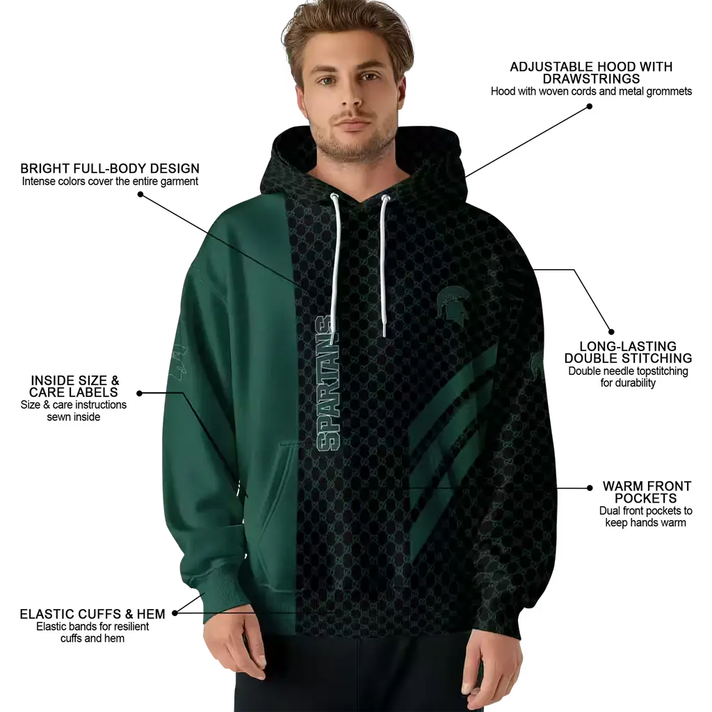 michigan state spartans monogram pattern green hoodie latest model michigan state spartans monogram pattern green hoodie latest model