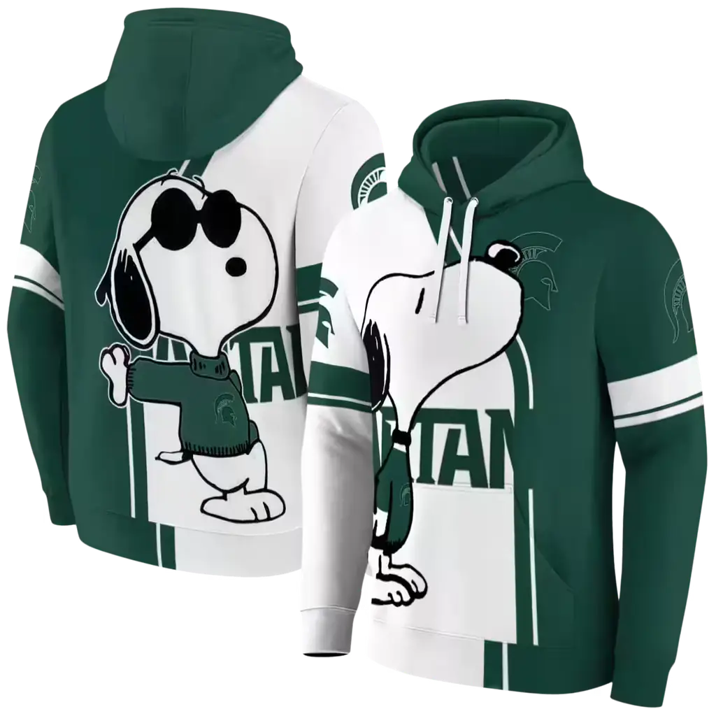 michigan state spartans playful snoopy green hoodie fashion forward michigan state spartans playful snoopy green hoodie fashion forward