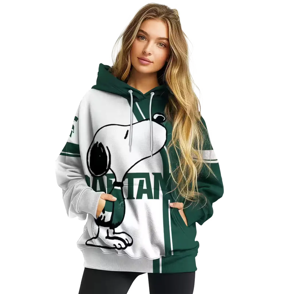 michigan state spartans playful snoopy green hoodie high quality michigan state spartans playful snoopy green hoodie high quality