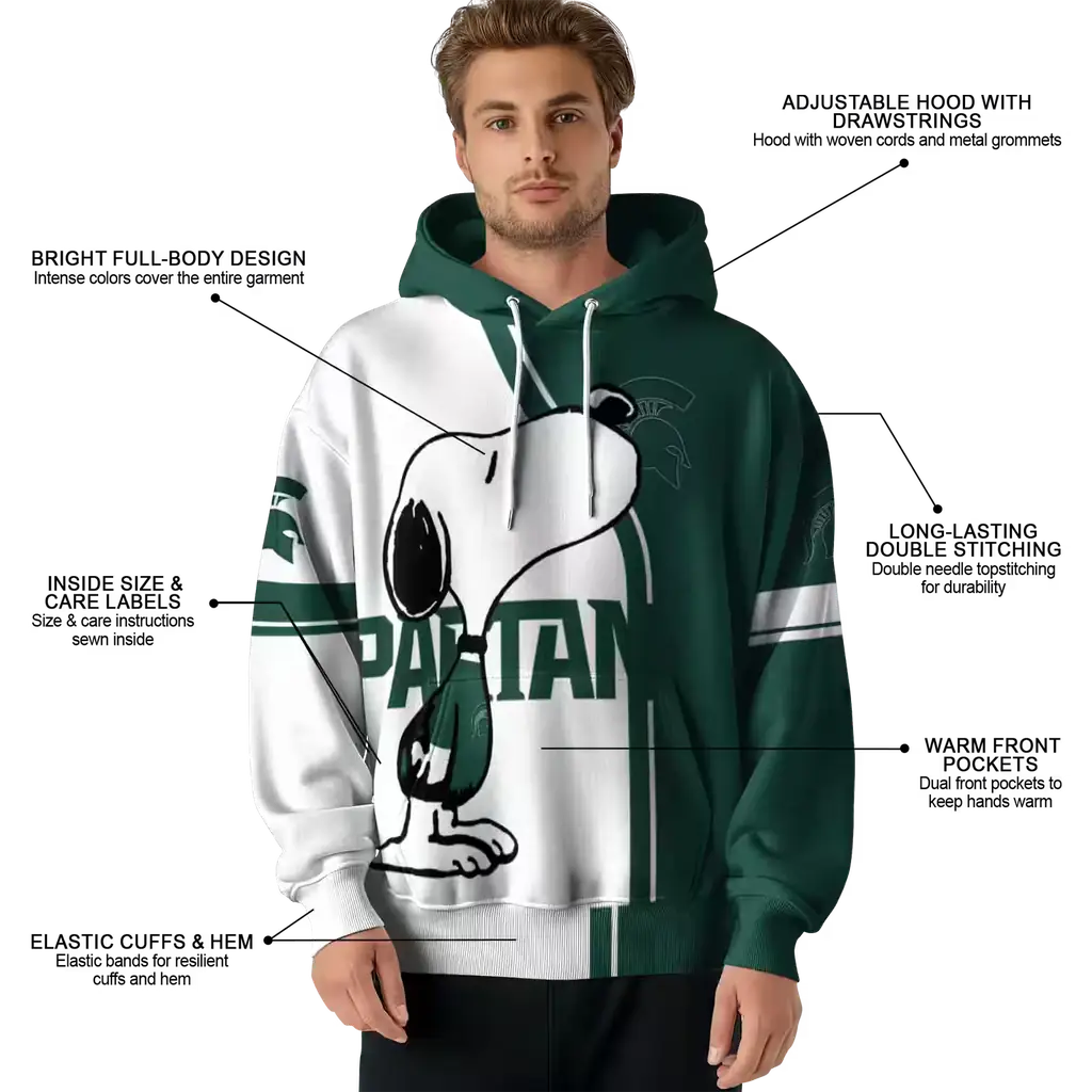 michigan state spartans playful snoopy green hoodie latest model michigan state spartans playful snoopy green hoodie latest model