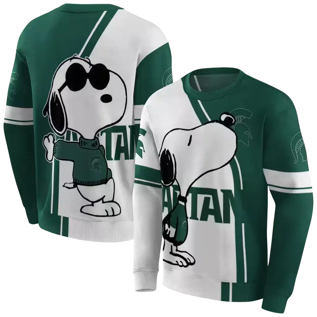 michigan state spartans playful snoopy green hoodie premium grade michigan state spartans playful snoopy green hoodie premium grade