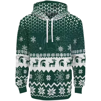 michigan state spartans reindeer motif green hoodie best selling
