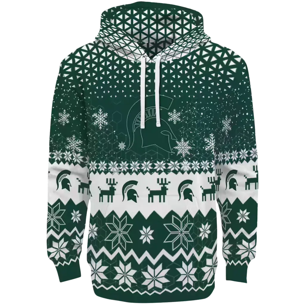 michigan state spartans reindeer motif green hoodie best selling michigan state spartans reindeer motif green hoodie best selling