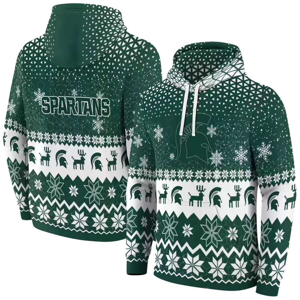 michigan state spartans reindeer motif green hoodie fashion forward michigan state spartans reindeer motif green hoodie fashion forward
