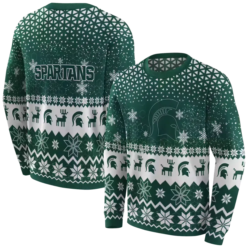 michigan state spartans reindeer motif green hoodie premium grade michigan state spartans reindeer motif green hoodie premium grade