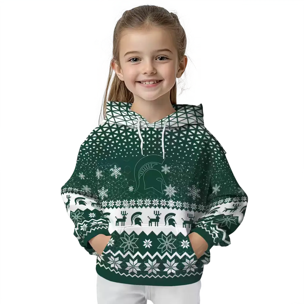 michigan state spartans reindeer motif green hoodie top rated michigan state spartans reindeer motif green hoodie top rated