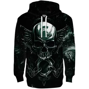 michigan state spartans skull artwork green black hoodie best selling