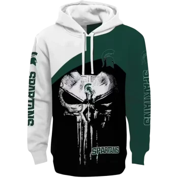 michigan state spartans skull punisher white black hoodie best selling