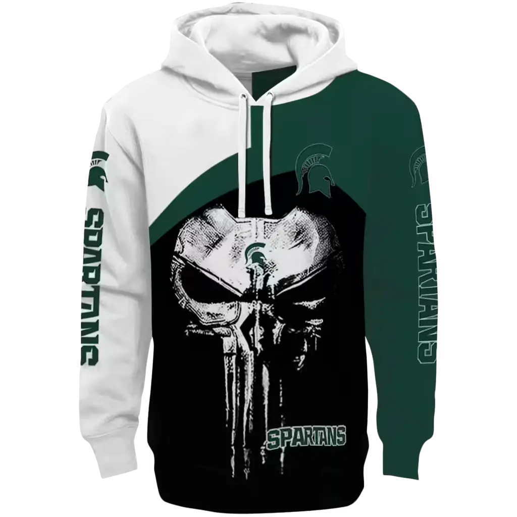 michigan state spartans skull punisher white black hoodie best selling michigan state spartans skull punisher white black hoodie best selling
