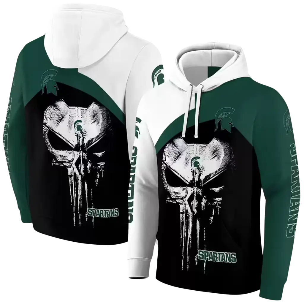 michigan state spartans skull punisher white black hoodie fashion forward michigan state spartans skull punisher white black hoodie fashion forward