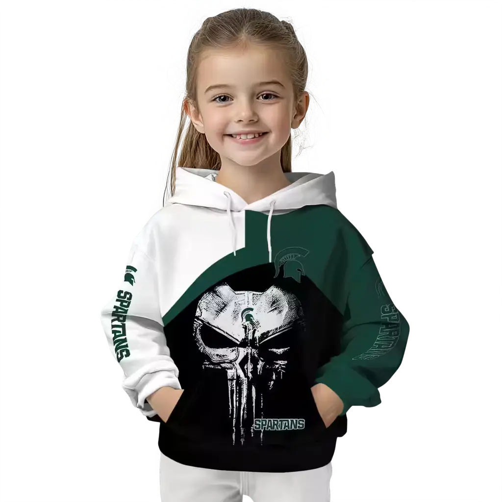 michigan state spartans skull punisher white black hoodie top rated michigan state spartans skull punisher white black hoodie top rated