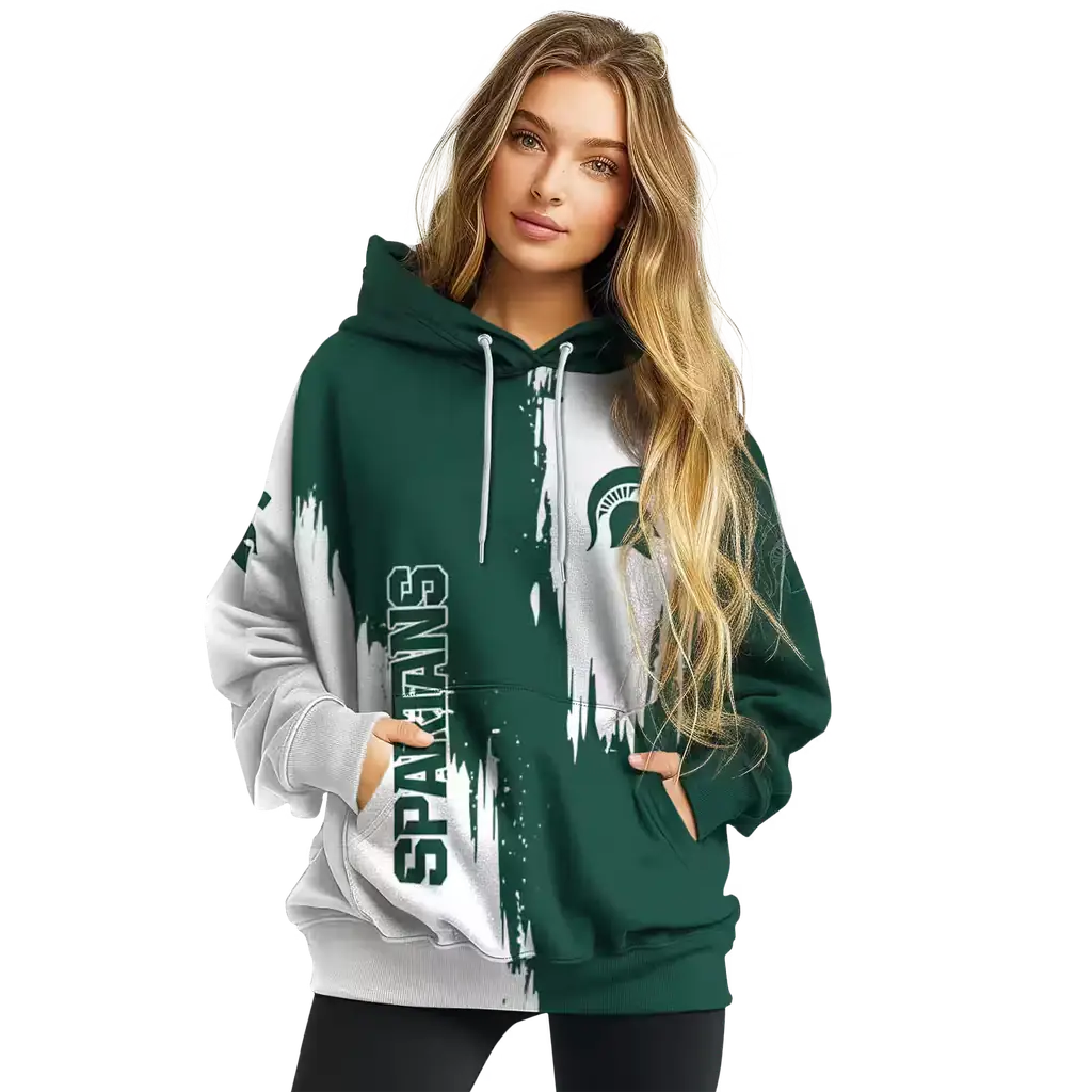 michigan state spartans splatter effect green hoodie high quality michigan state spartans splatter effect green hoodie high quality