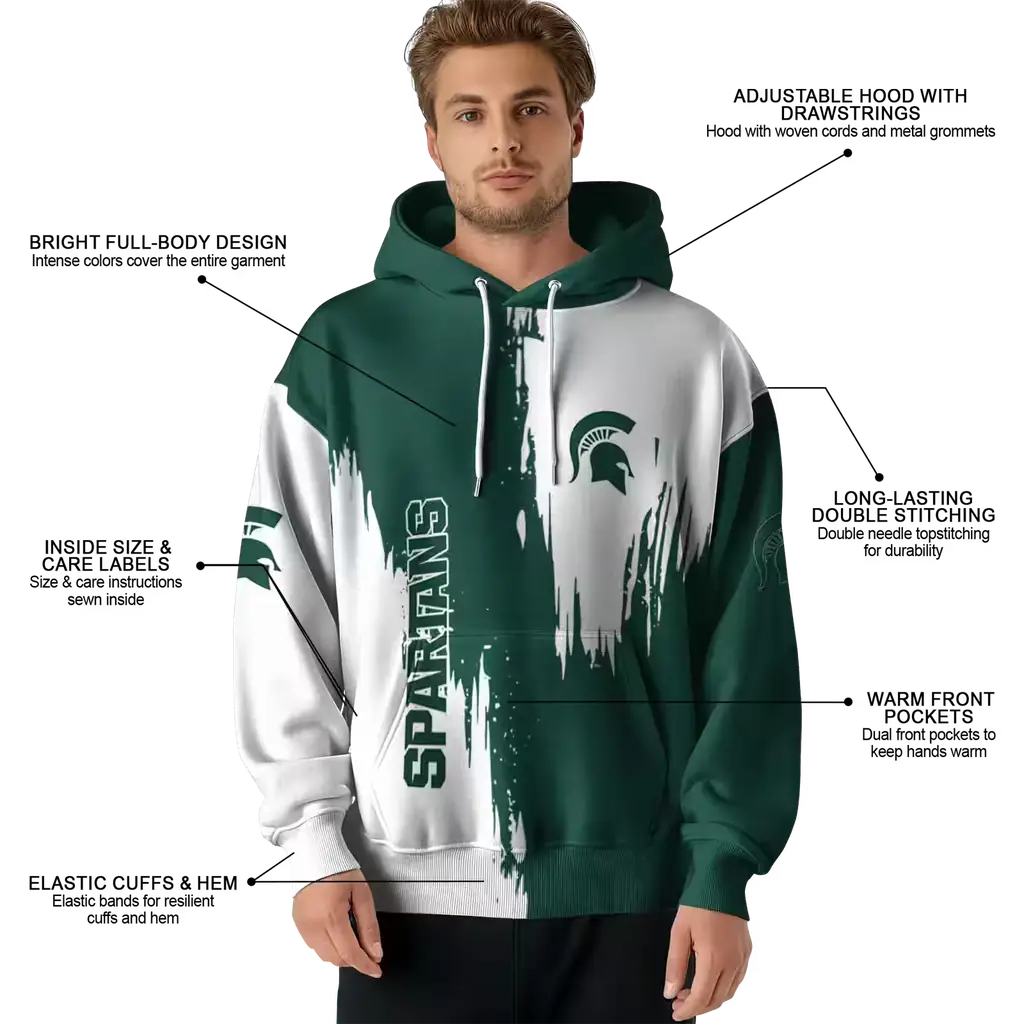 michigan state spartans splatter effect green hoodie latest model michigan state spartans splatter effect green hoodie latest model