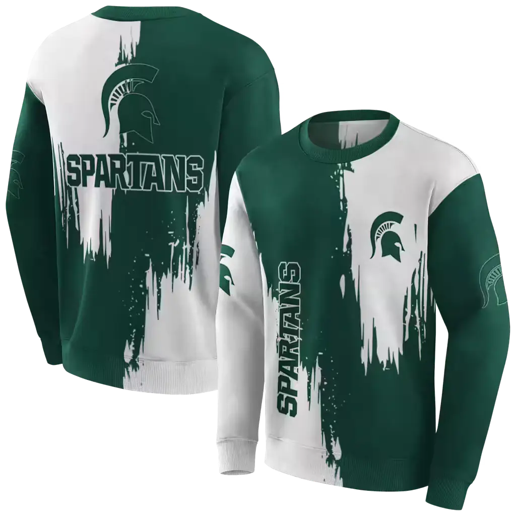 michigan state spartans splatter effect green hoodie premium grade michigan state spartans splatter effect green hoodie premium grade