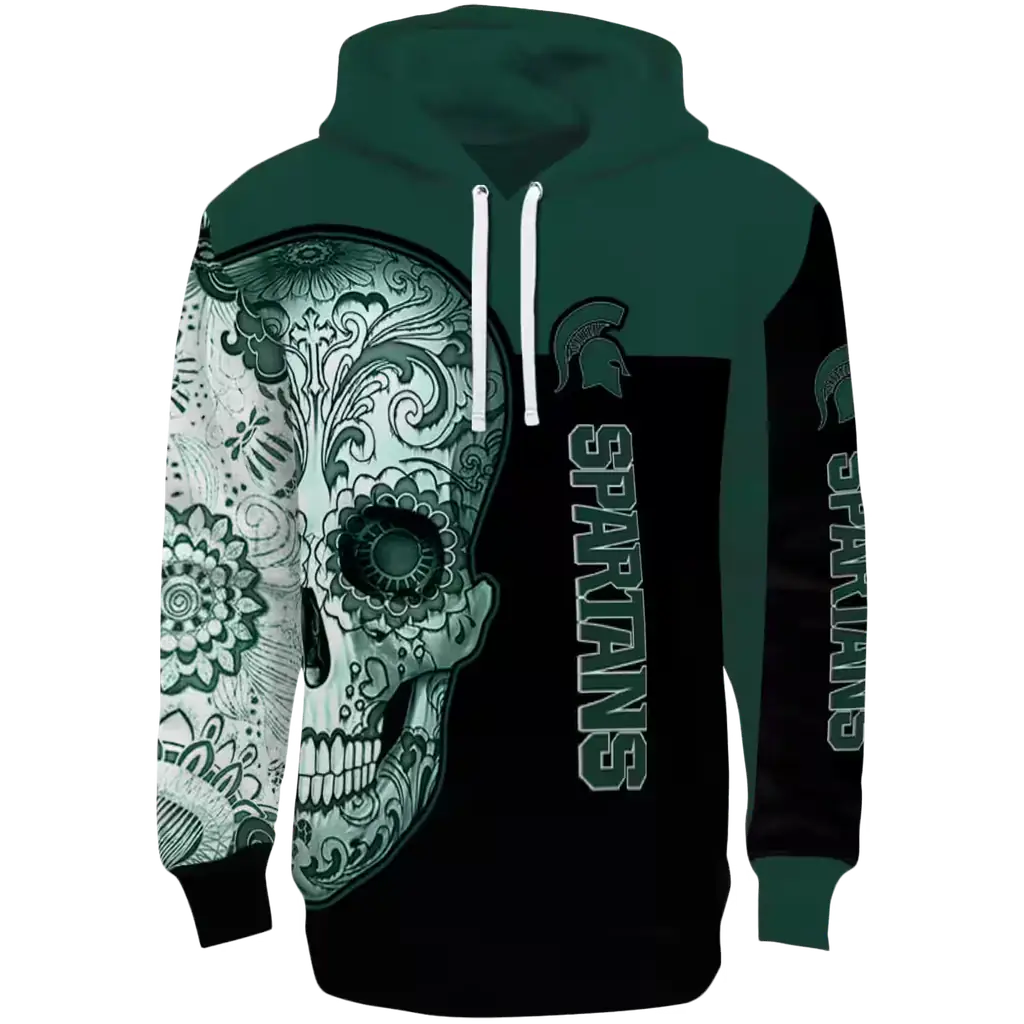 michigan state spartans sugar skull green black hoodie best selling michigan state spartans sugar skull green black hoodie best selling