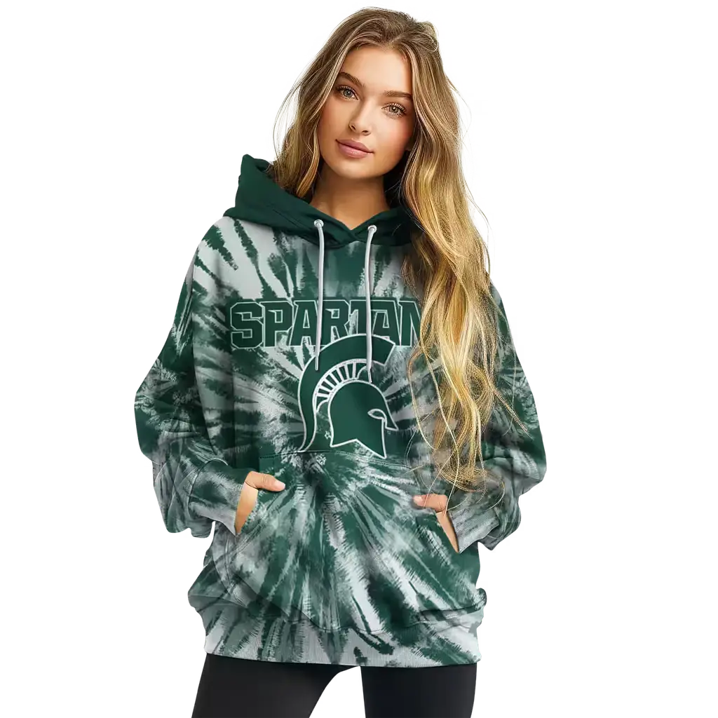 michigan state spartans tie dye pattern green hoodie high quality michigan state spartans tie dye pattern green hoodie high quality