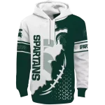 michigan state spartans triangular pattern green white hoodie best selling