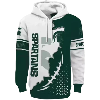 michigan state spartans triangular pattern green white hoodie best selling