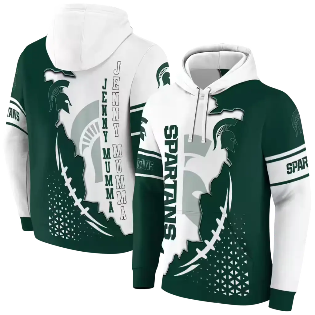 michigan state spartans triangular pattern green white hoodie fashion forward michigan state spartans triangular pattern green white hoodie fashion forward