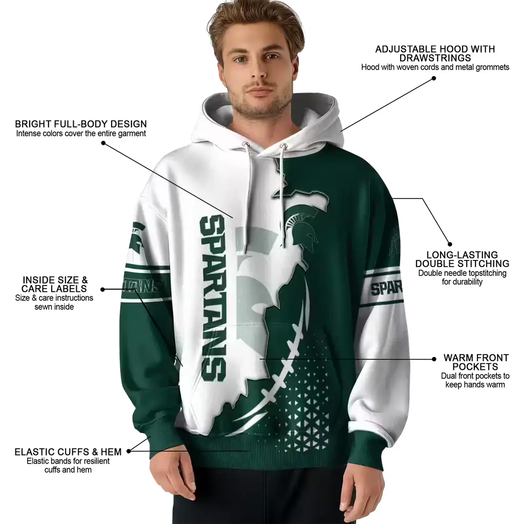 michigan state spartans triangular pattern green white hoodie latest model michigan state spartans triangular pattern green white hoodie latest model