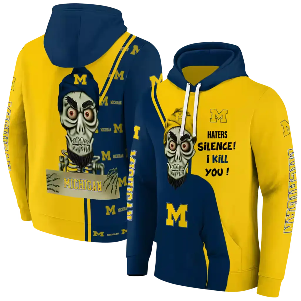 michigan wolverines achmed skull blue hoodie fashion forward michigan wolverines achmed skull blue hoodie fashion forward
