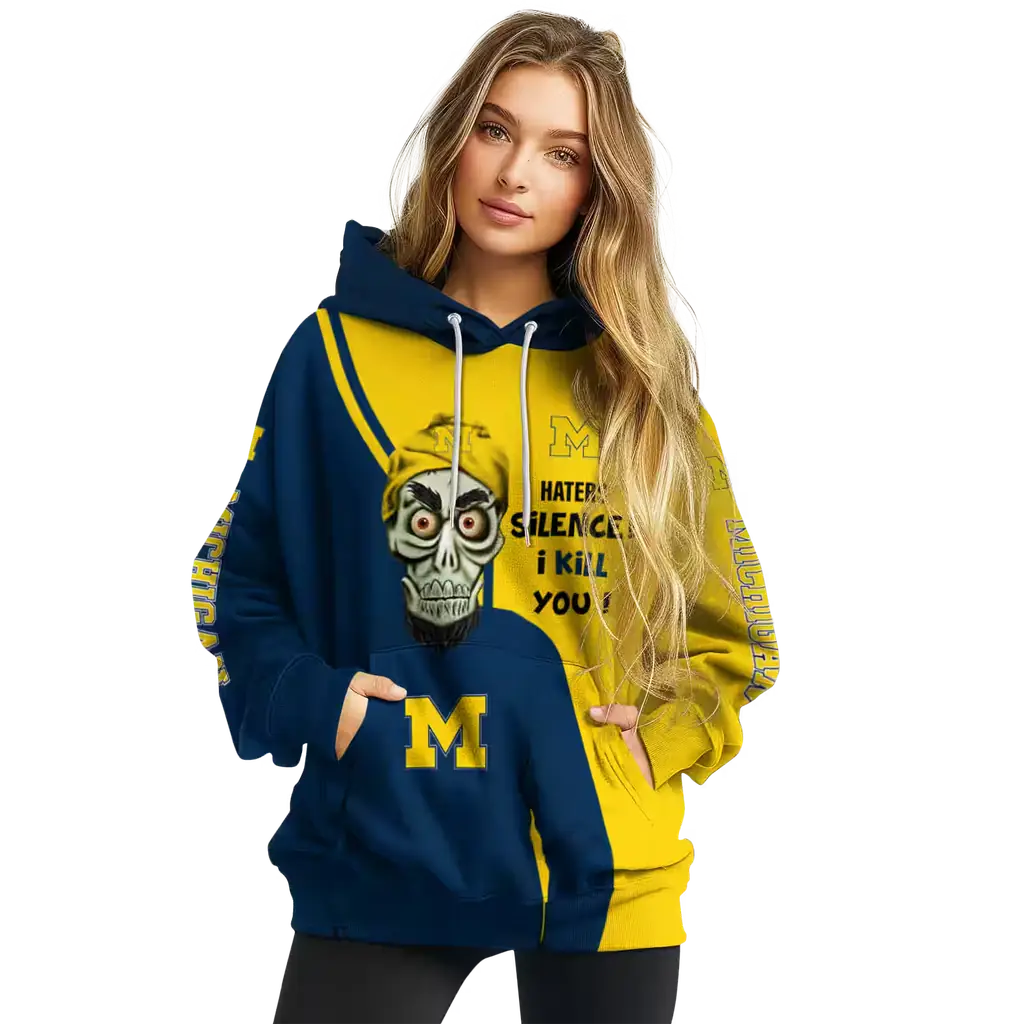 michigan wolverines achmed skull blue hoodie high quality michigan wolverines achmed skull blue hoodie high quality